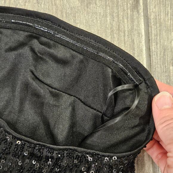 Hello Molly Dress Womens Size 10 She's The Gift Sequin Mini Black Strapless Bow - Picture 10 of 14